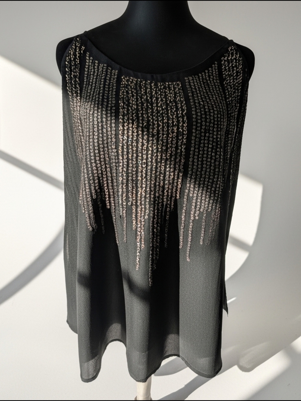 Daytrip Black Sequin-Embellished Women's Tank Top NWT Sz XL (A75)